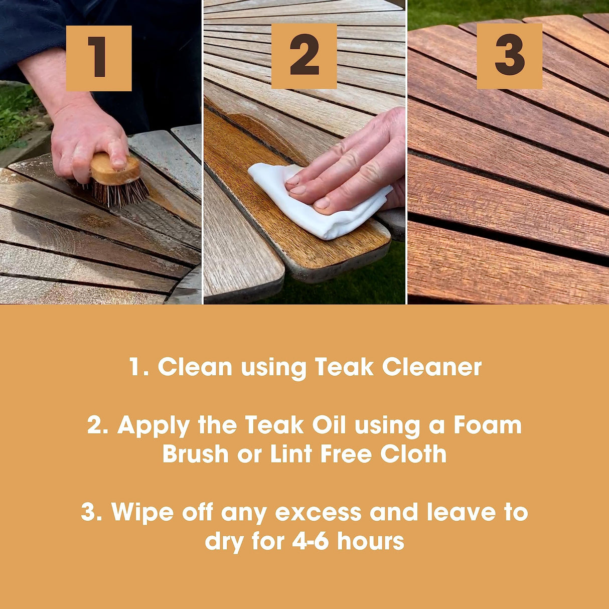 Furniture Clinic Teak Oil | Wood Oil Protects and Cleans Outdoor and Indoor Furniture | Restores & Protects Wood, Prevents Drying & Other Damage | Furniture Clinic