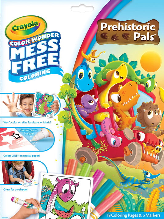 Crayola Color Wonder Prehistoric Pals, Dinosaur Coloring Pages, Mess Free Coloring for Toddlers, Dinosaur Toys, Gift for Kids, Ages 3+ - WoodArtSupply