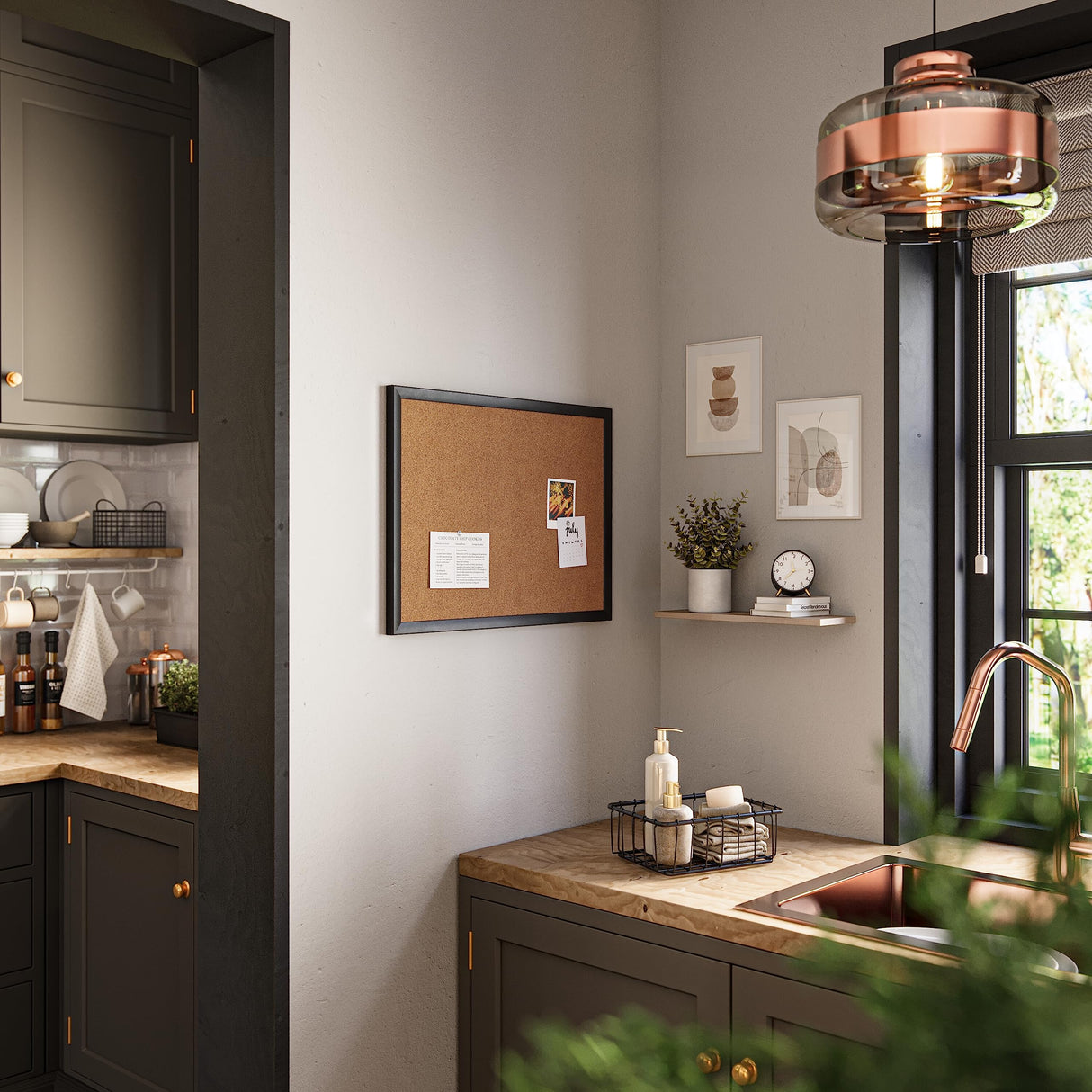 U Brands Cork Bulletin Board, 17" x 23", Black Wood Frame (026U00-01) U Brands