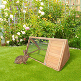 PawHut Outdoor Triangular Wooden Bunny Rabbit Hutch/Guinea Pig House with Run PawHut
