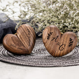 KEMEILA Custom Wooden Ring Box, Heart Shaped Engagement Ring Box, Walnut Ring Box Solid Wood Ring Box Jewelry Box Gift For Proposal Engagement KEMEILA
