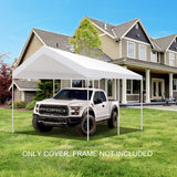 TGEHAP 12'x20' Carport Replacement Canopy Cover for Tent Car Garage Shelter Top Tarp Cover with Ball Bungees (Only Only Top Cover, Frame is not TGEHAP