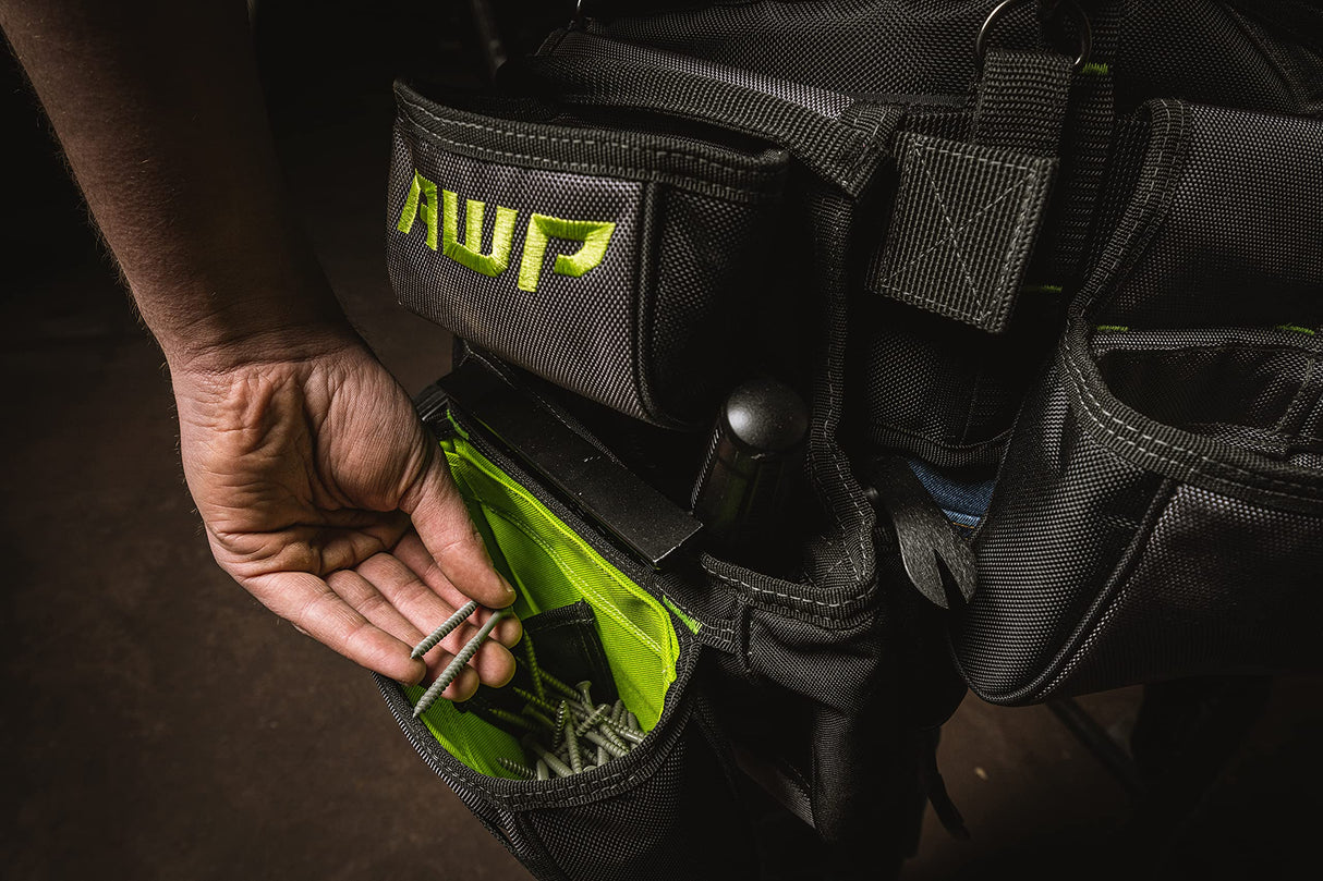 AWP TrapJaw Pro Framing Tool Rig with Spring-Loaded Technology, Premium Tool Belt, Fits Waists Up to 50 Inches,Black AWP