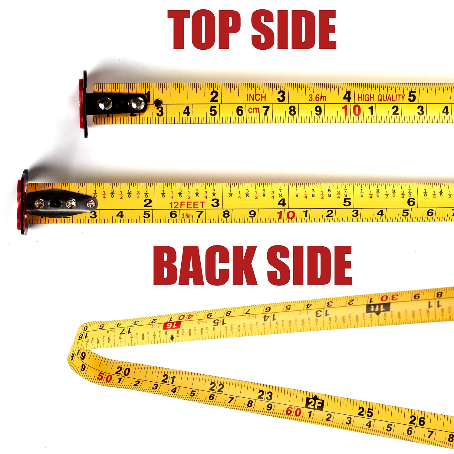 12 Foot Measuring Tape Measure by Kutir - Easy to Read Both Side Dual Ruler, Retractable, Heavy Duty, Magnetic Hook, Metric, Inches and Imperial kutir