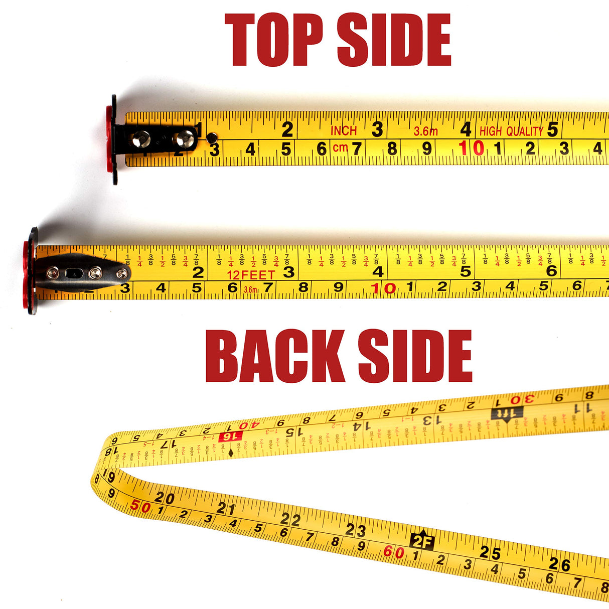 12 Foot Measuring Tape Measure by Kutir - Easy to Read Both Side Dual Ruler, Retractable, Heavy Duty, Magnetic Hook, Metric, Inches and Imperial kutir