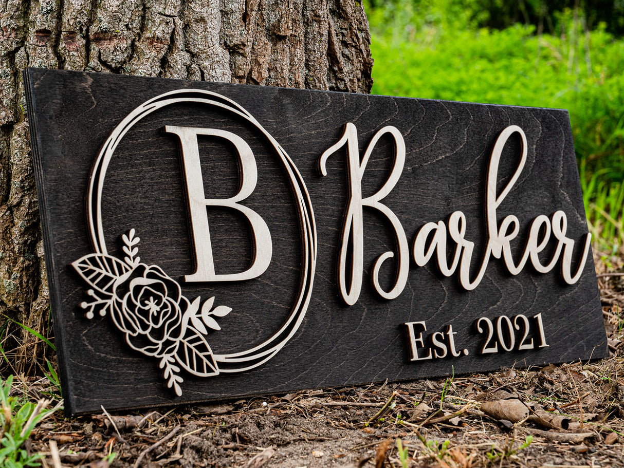 Personalized Wedding Gift | Custom Wood Sign | Wooden Last Name Established Sign | Family Name Sign Wooden Sign | Bridal Shower Gift | Anniversary Laser Woodworker