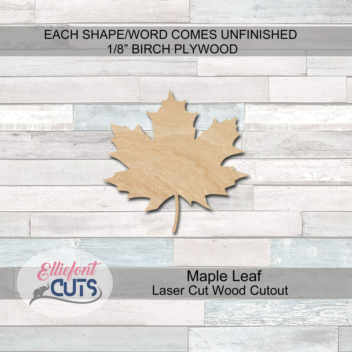 Maple Leaf Wood Cutouts for crafts, Laser Cut Wood Shapes 5mm thick Baltic Birch Wood, Multiple Sizes Available Elliefont Styles
