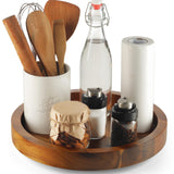 TIDITA 10" Acacia Lazy Susan Turntable for Table - Wooden Charcuterie Boards Cheese Board - Extra Large Lazy Susan Organizer - Kitchen Turntable for Tidita