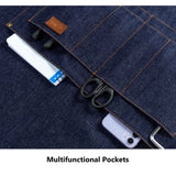 a u sure Denim Apron with Pockets Blue Tall Bib Apron Large with Long Ties Adjustable - Gifts for Men Women a u sure