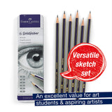 Faber-Castell Graphite Sketch Pencil Set - 6 Graphite Pencils (2H, HB, B, 2B, 4B, 6B), Drawing Pencils and Sketching Supplies Faber-Castell