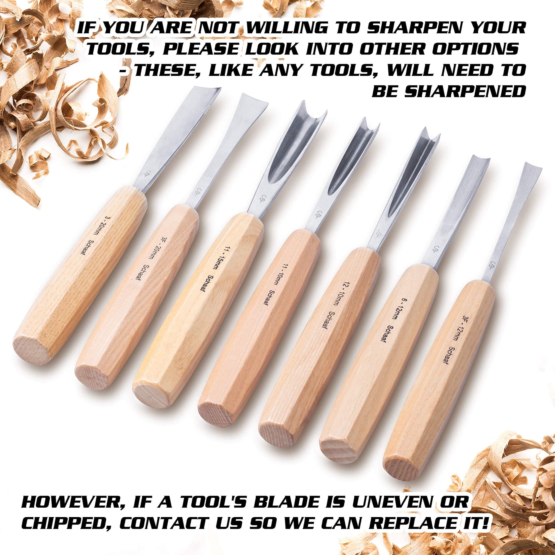 Schaaf Tools 4-Piece Wood Chisel Set | Finely Crafted Wood Chisels for  Woodworking | Durable Cr-V Steel Bevel Edged Blade, Tempered to 60HRc |  Tool
