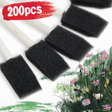 200 Pack Foam Brush Bulk Foam Paint Brushes Sponge Black Foam Brushes for Painting 1 Inch with Handle Wood Grip Foam Art Paintbrushes for Paint Leinuosen