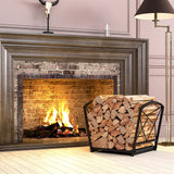 Fire Beauty Firewood Log Rack, Iron Wood Lumber Storage Holder for Fireplace, Heavy Duty Log Storage Bin for Firepit Stove Accessories Fire Beauty
