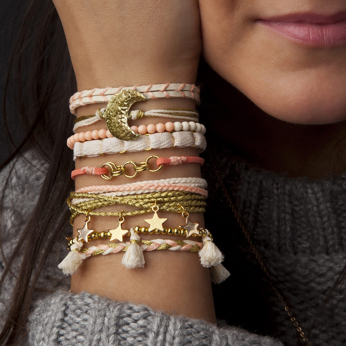 Craft Crush Bracelet Box: Blush - Makes 8 Beautiful Bracelets - Ages 13+ & — Bracelet Box: Gold — Jewelry Craft Kit — Makes 8 Amazing Bracelets — for Craft Crush