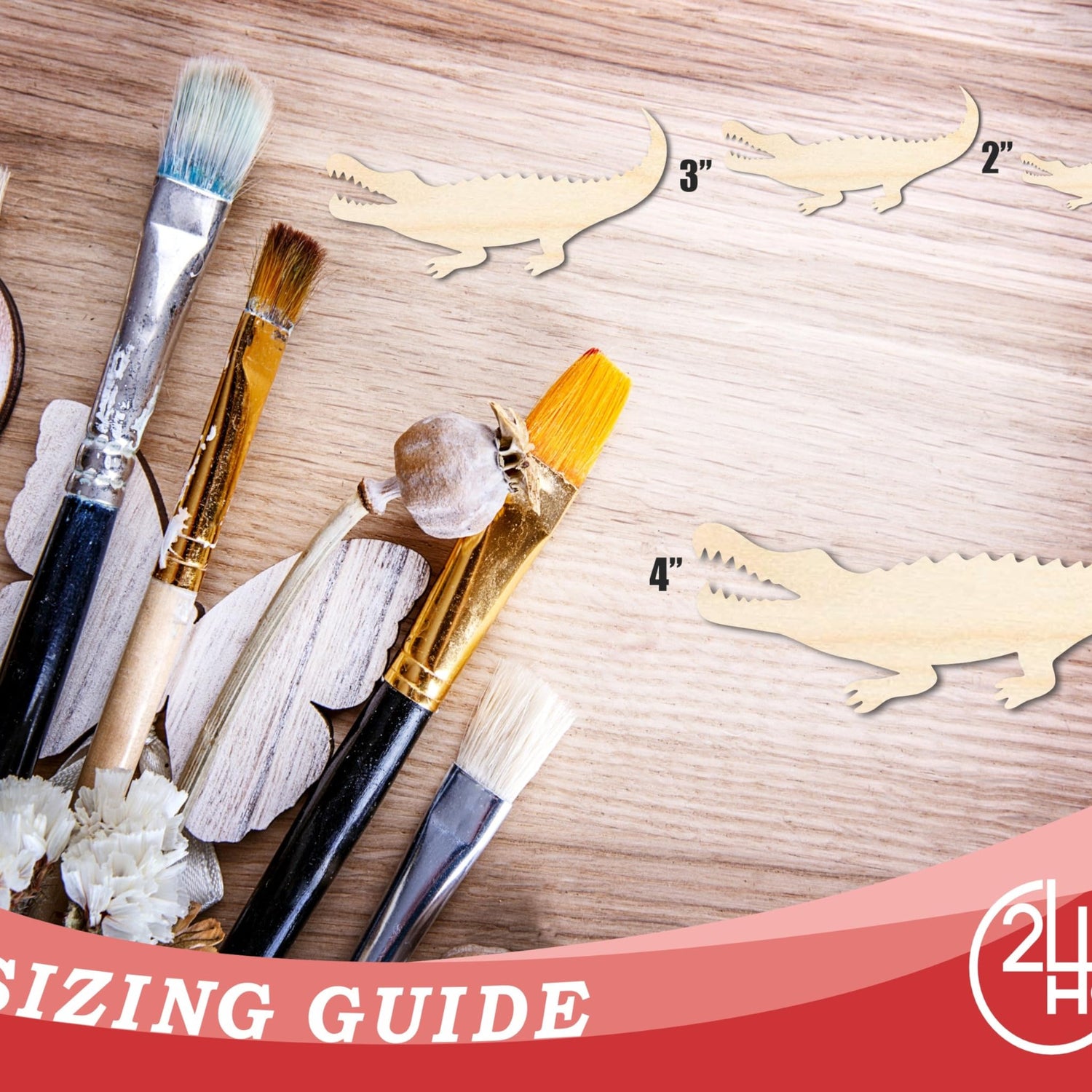 Unfinished Wood Alligator Shape | Reptile Craft Cutout | Up to 36" 6" / 1/4" 24 Hour Crafts