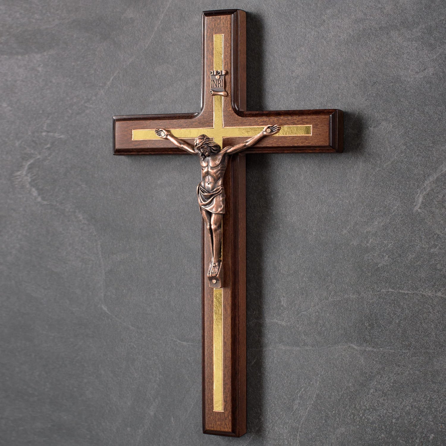 Asterom Crucifix Wall Cross - Handmade Wood Cross Wall Decor - Catholic Crucifix - 12 Inch Asterom