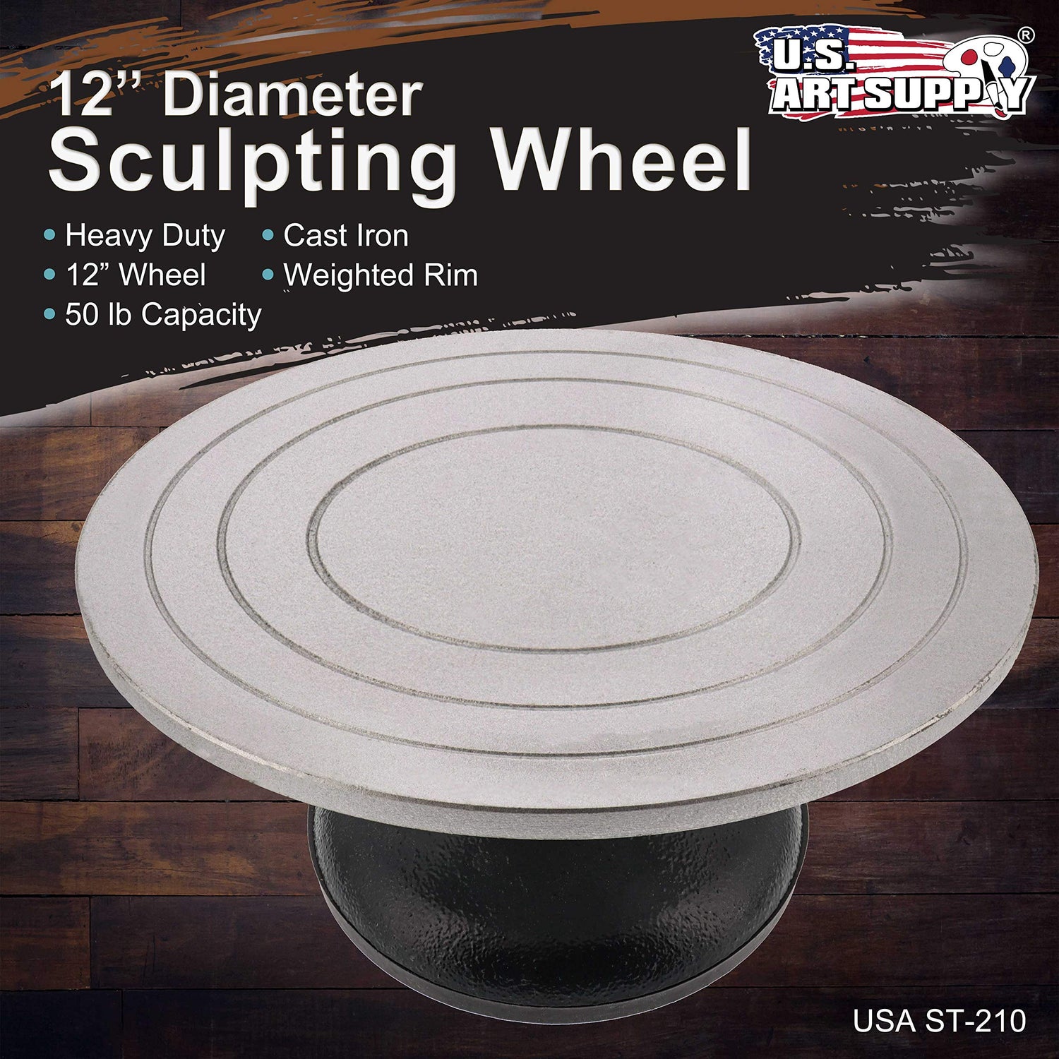 US Art Supply Large 12" Diameter Sculpting Wheel- Heavy Duty All Metal Construction & Turntable with Ball Bearings US Art Supply