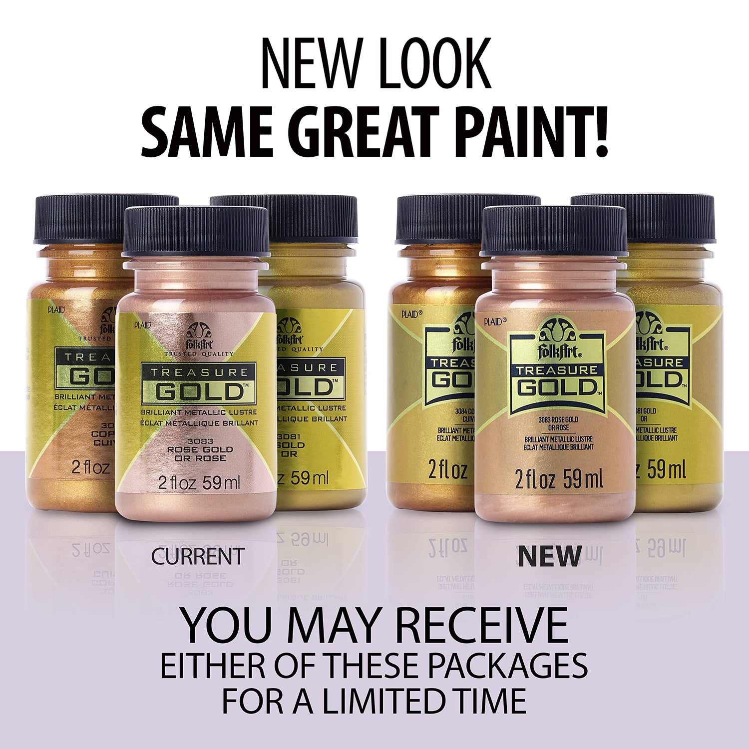 FolkArt Gold Assorted Easy to Apply DIY Crafts, Art Supplies with A Metallic Finish Treasure Paint 2 Fl Oz 59 Ml (Pack of 1) FolkArt