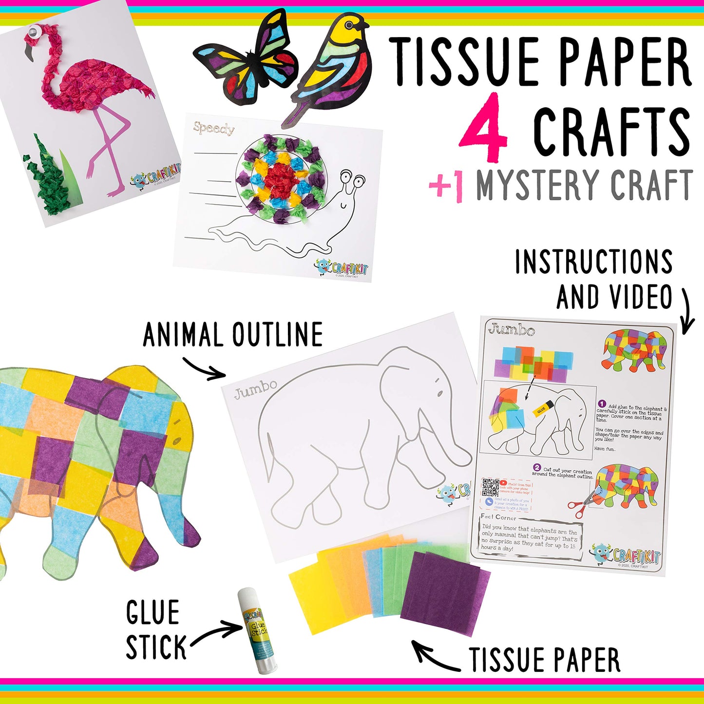 Craftikit ® 20 Award-Winning Toddler Arts and Crafts for Kids Ages 4-8 Years, All-Inclusive Animal Craft Kits, Fun Toddler Crafts Box for Girls,