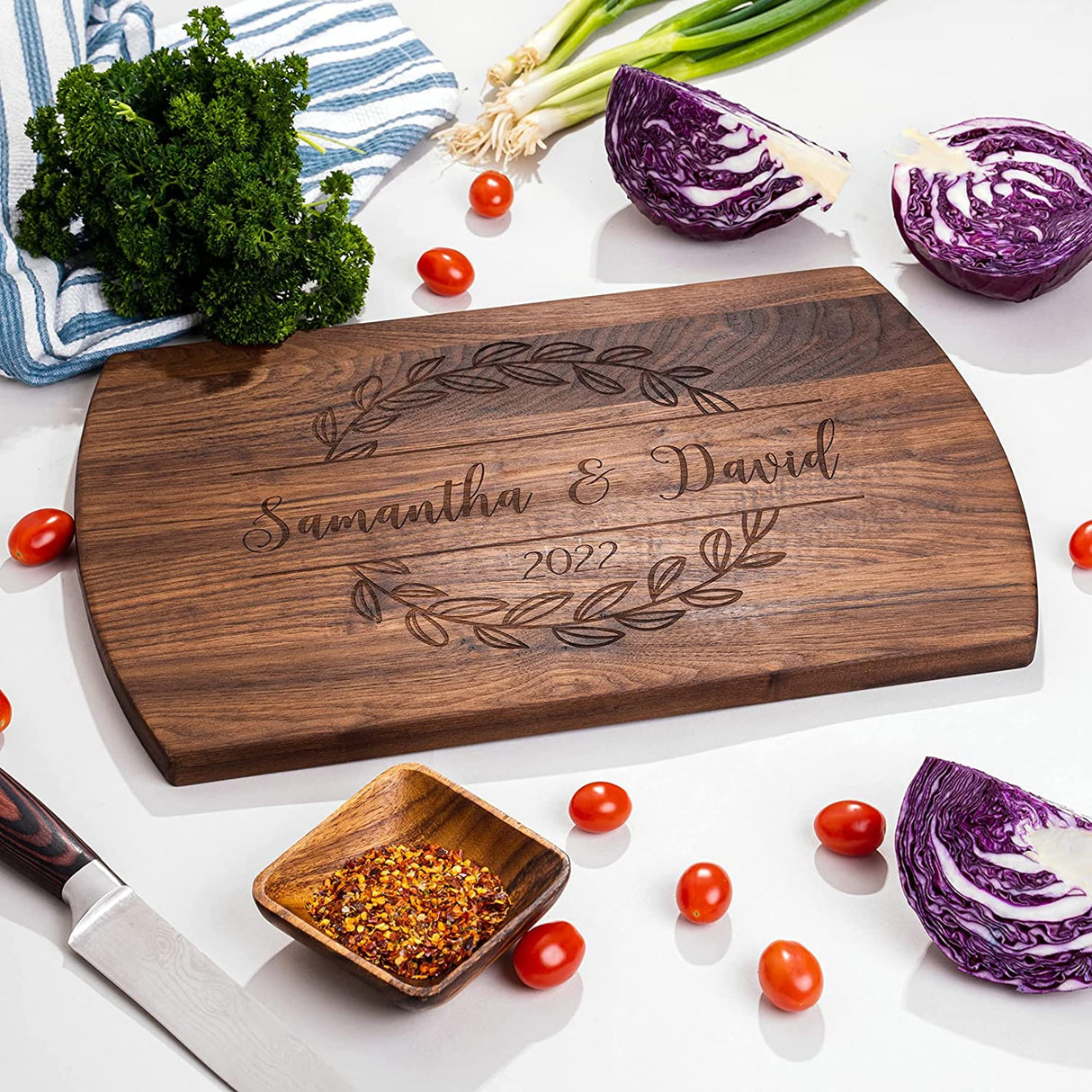 Blue Ridge Mountain Gifts Personalized Laser Engraved Wooden Cutting Board New Home Essentials - Customized Chopping Board for Weddings, Blue Ridge Mountain Gifts