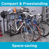 BIRDROCK HOME Garage Bike Storage & Stand | Holds 4 bicycles | Garage Organizer & Sports Storage Station | Black BIRDROCK HOME