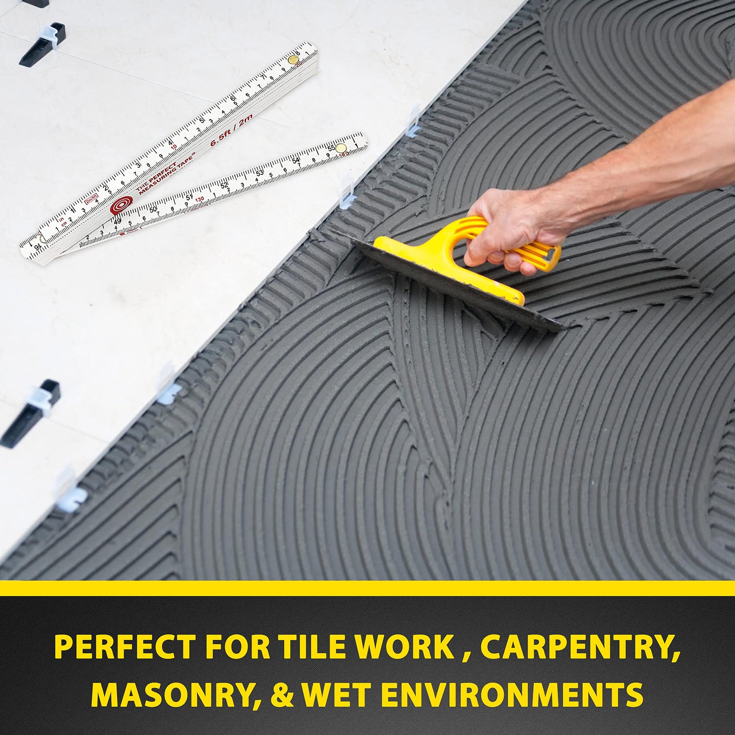 Perfect Measuring Tape Co. FR-72 Carpenter's Folding Rule Lightweight Composite Construction Ruler (Folding Yard Stick) with Easy-Read Inch Fractions PERFECT MEASURING TAPE