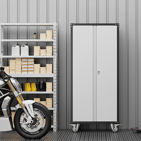Waqiv 71'' Locking Metal Cabinet with 2 Door and 4 Adjustable Shelves, Heavy Duty Garage Storage Cabinet on Wheels, Rolling Tool Cabinets for Utility Waqiv
