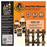 Gorilla Ultimate Waterproof Wood Glue, 8 Ounce, Natural Wood Color, (Pack of 1) Gorilla