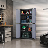 MIIIKO Metal Garage Storage Cabinet with 4 Doors, Locking Steel Locker Cabinet with Doors and Shelves, for Home, Garage, Pantry, Office and Workshop MIIIKO