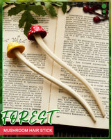 Taiyin 2 Pcs Mushroom Hair Stick Christmas Hair Sticks for Long Hair Chinese Hair Chopsticks for Women Girl Hair Sticks for Buns Cute Print Hair Taiyin