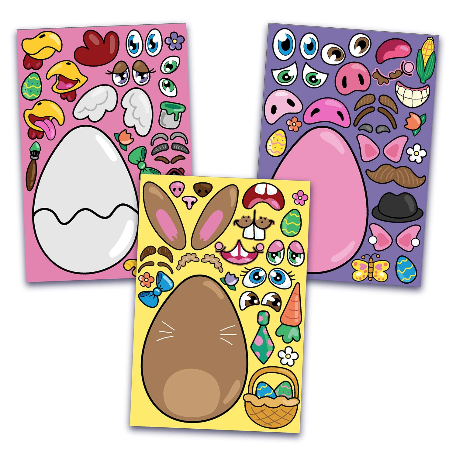 JOYIN 24 PCS Easter Mix and Match Make a Face Animal Stickers with Easter Egg Themed Pig, Bunny, Chicken, Cow, Sheep, Duck Party Favor Supplies, Art JOYIN