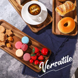 5 Pack Solid Acacia Wood Serving Trays, 14 x 5.5 Inches Rectangular Wooden Serving Board for Food Appetizer Serving Tray Plates for Vegetables Fruit Roowest