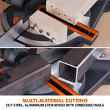 Evolution Power Tools R210CMS Compound Miter Saw, 8-1/4" Multi-Material Cutting TCT Blade Included Cuts Wood Metal Plastic & More, 45° - 45° Degree Evolution