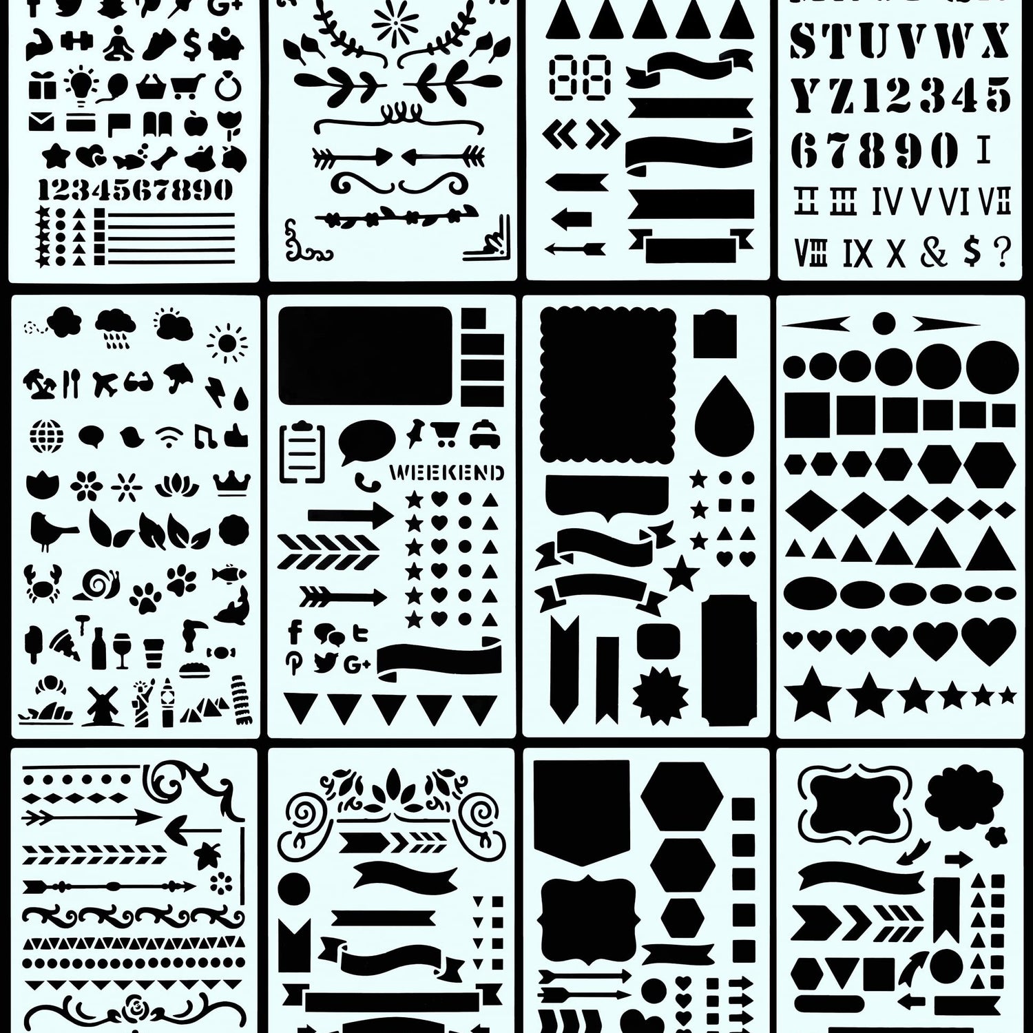 Dotted Journal Stencil Set (Over 300 designs that are great for bullet journaling, planners, and notebooks) (English, Telugu and German Edition) PETER PAUPER PRESS
