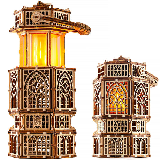 Wood Trick Antique Lantern Luminous LED 3D Wooden Puzzles for Adults and Kids to Build - 2-Mode Lighting - Engineering DIY Project Mechanical 3D