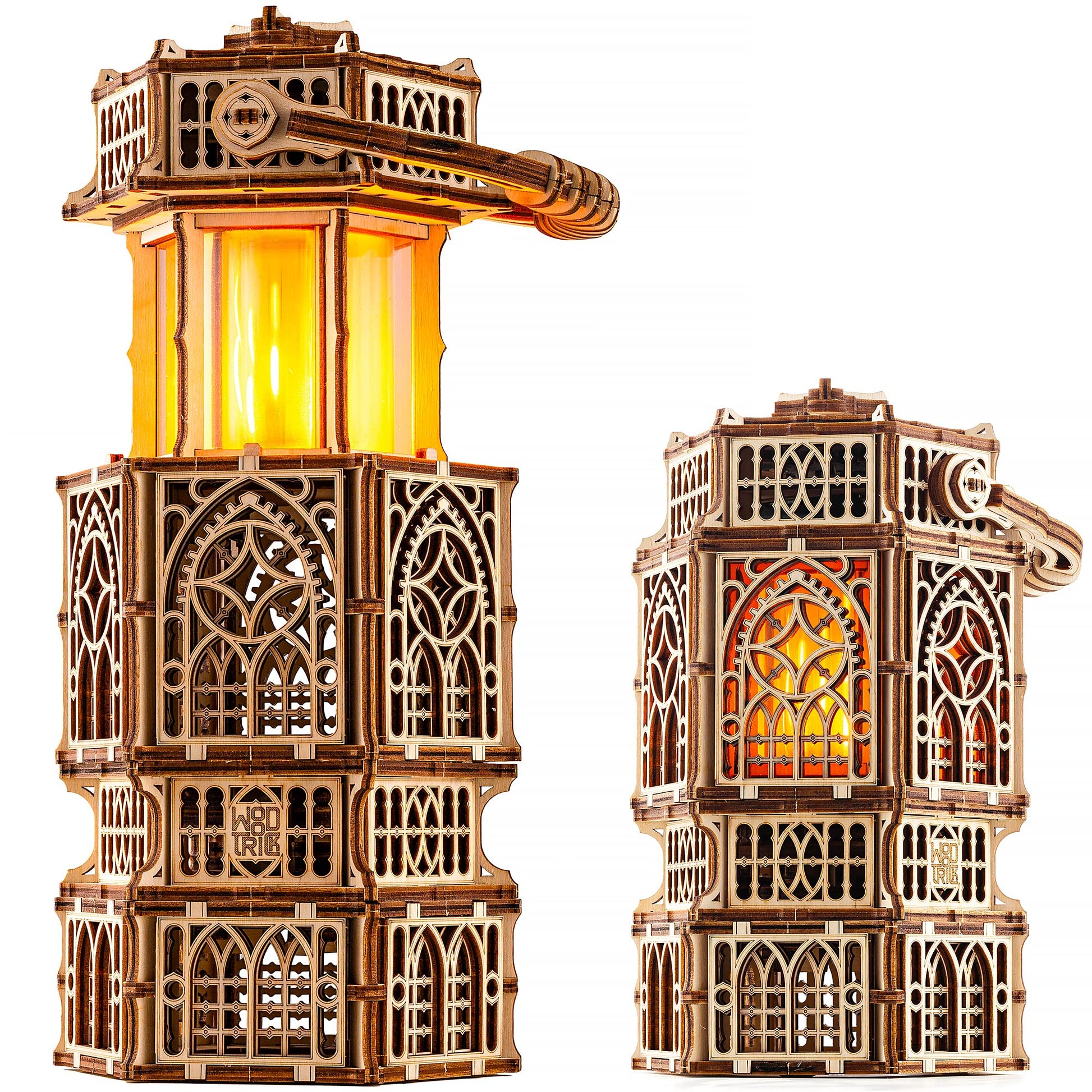 Wood Trick Antique Lantern LED 3D Wooden Puzzle - Engaging DIY Model for All Ages with Two Lighting Modes - WoodArtSupply