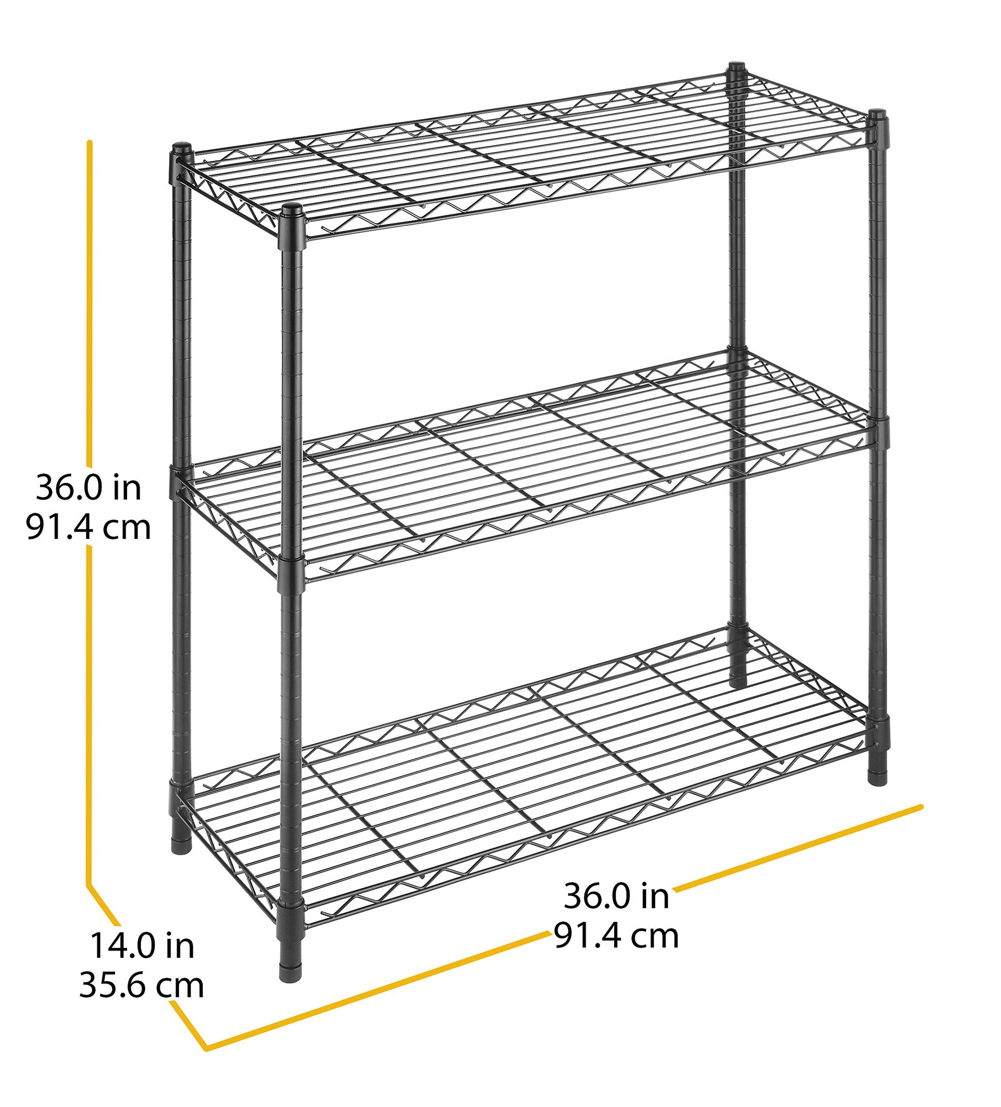 Whitmor 350 Capacity Per Shelf Adjustable Shelving with Leveling Feet, Black, 3 TIER(Supreme) - WoodArtSupply