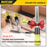 HURRICANE 4 Piece Wood Chisel Set for Woodworking, CRV Steel Beveled Edge Sharp Blade with Caps, Extra Large Size Durable PVC High Impact Handle, HURRICANE