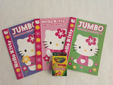 Hello Kitty 4pc Bundle Set Includes three 96 page Jumbo coloring & Activity Books and a 24 pack of Crayola crayons WoodArtSupply