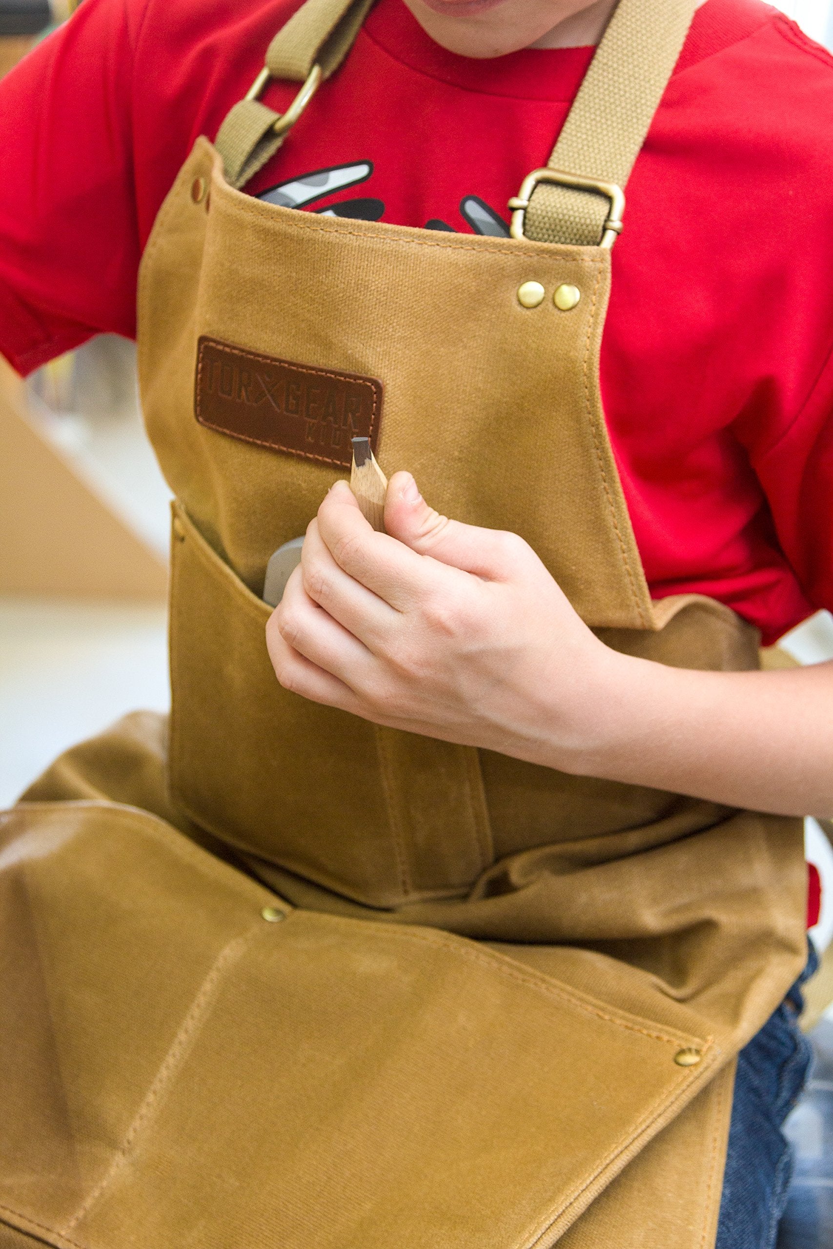 TorxGear Kids Child's Work Apron - Waxed Canvas Tool Apron - Craftsmen Quality Heavy Duty Safety Smock - WoodArtSupply