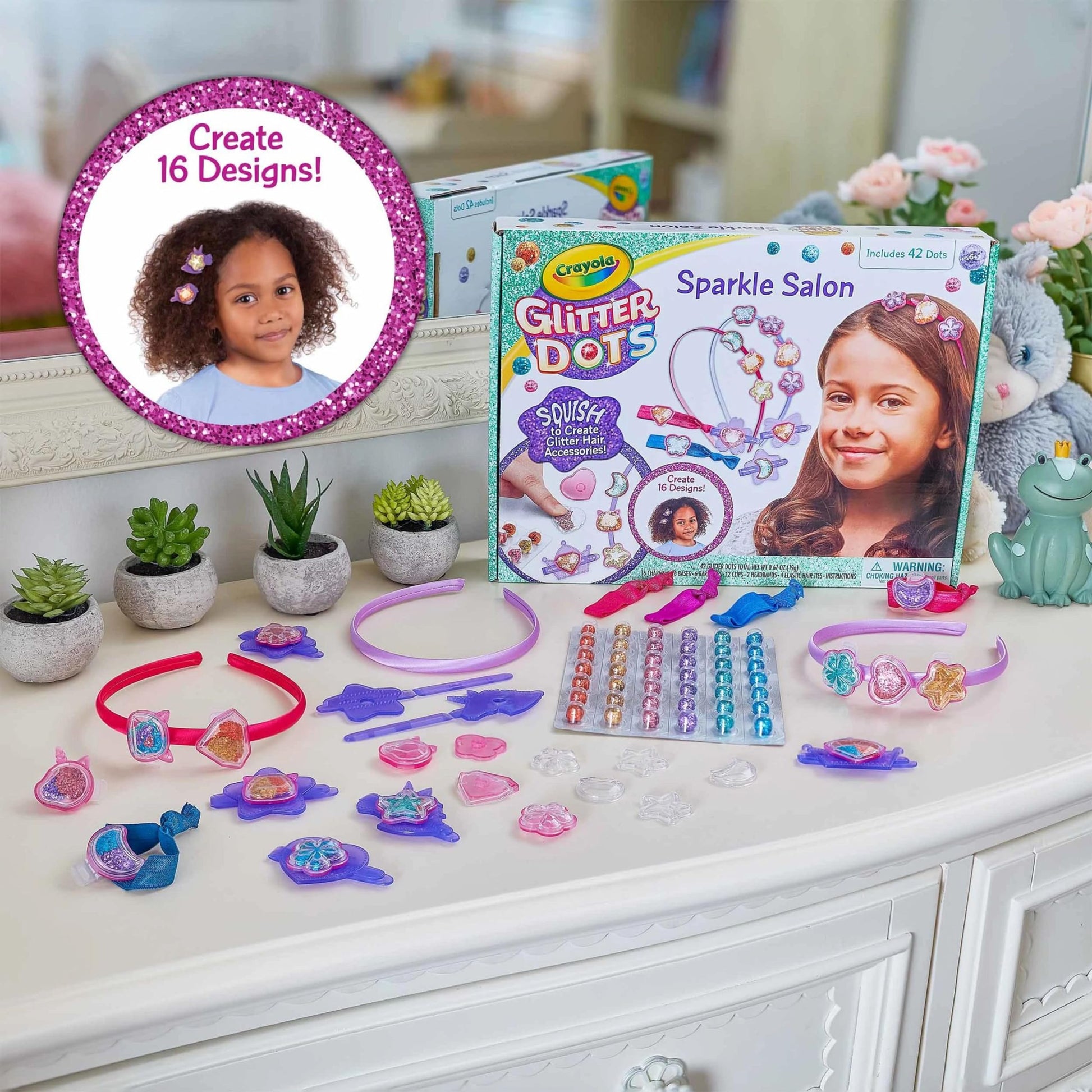 Crayola Glitter Dots Salon Hair Clips, DIY Kids Craft with Hair Accessories, Gift - WoodArtSupply