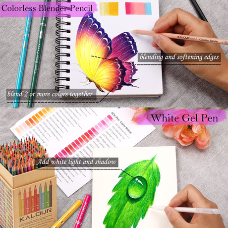 KALOUR Premium Colored Pencils,Set of 120 Colors,Artists Soft Core with Vibrant Color,Ideal for Drawing Sketching Shading,Coloring Pencils for Adults KALOUR