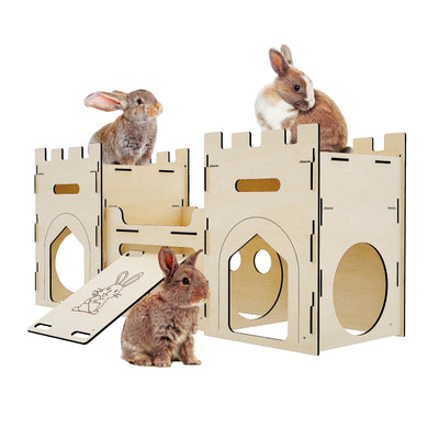H1M9LX Extra Large Bunny Castle Toys Climbing Tower with Tunnel Hideout for Indoor Rabbits Ventilated Sturdy Enrichment Toys Habitat