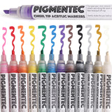Chisel Tip Acrylic Markers - Set of 12 - Acrylic Paint Pens - Vibrant Art Markers for Glass, Metal, Ceramic, Mugs, Wood, DIY, Rock Painting - Quick Milltown Merchants