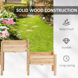 Outsunny Raised Garden Bed with 3 Planter Box, Elevated Wooden Plant Stand with Drainage Holes, for Vegetables, Herb and Flowers, Natural Outsunny