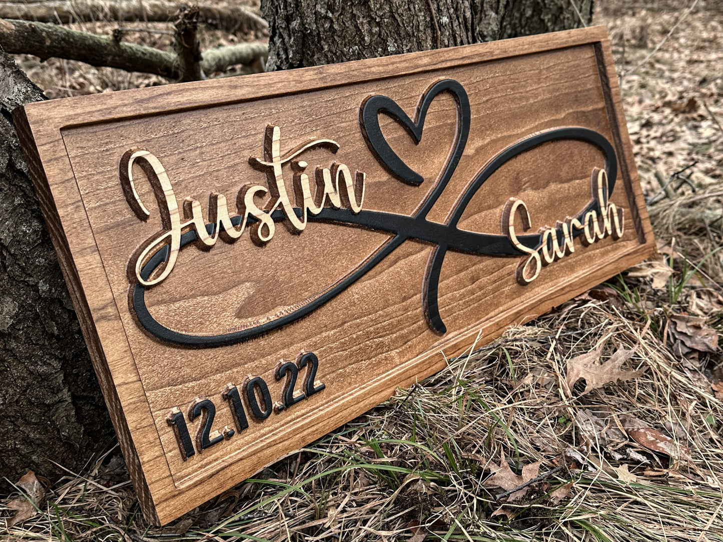 Personalized Heart Wall Decor | Wedding Gift for Couple | Wood Infinity Sign Wedding Date Engagement Anniversary Gift Bridal Shower Gift