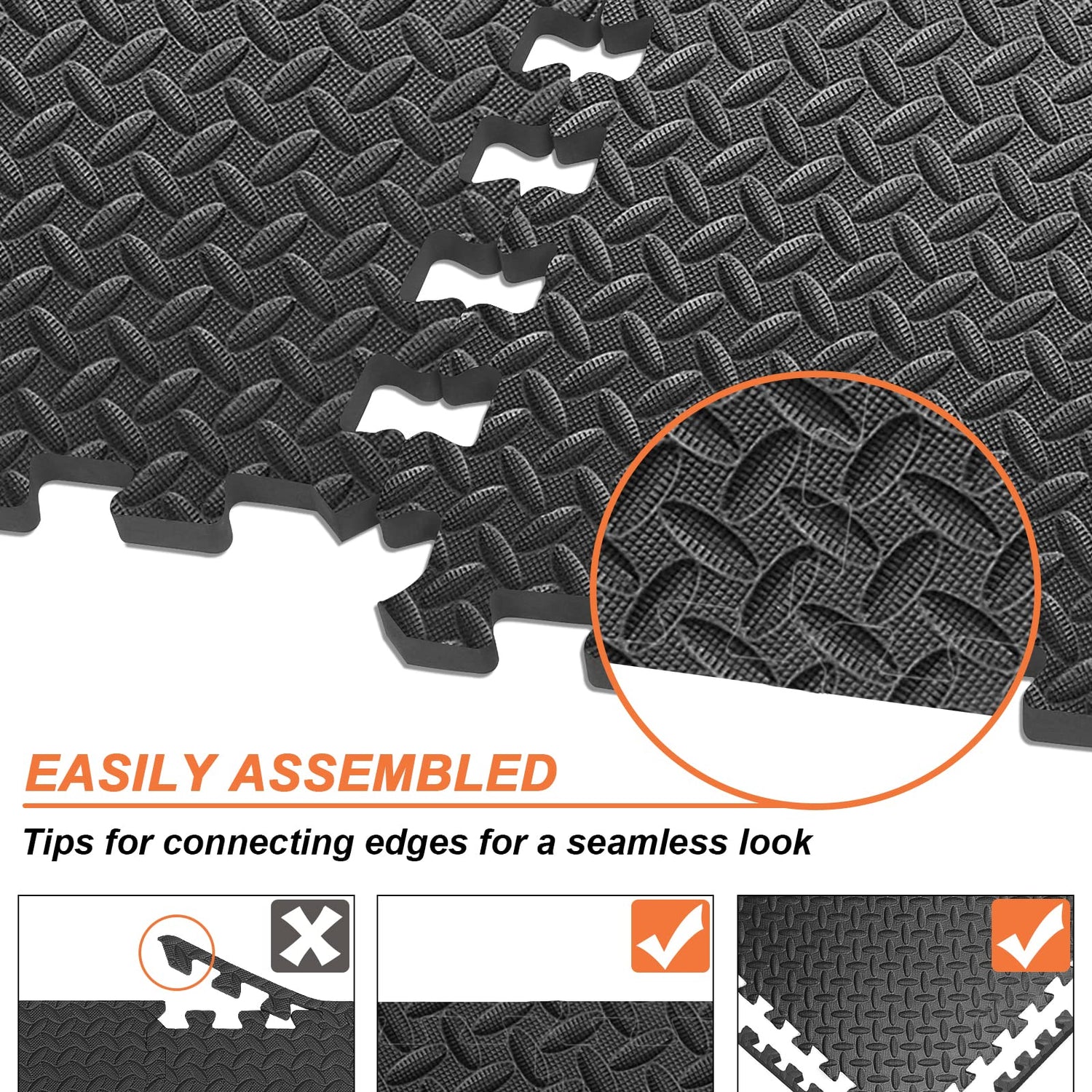 innhom 12 Tiles, 46 SQ. FT Gym Mat Exercise Mat Puzzle Foam Mats Gym Flooring Mat Interlocking Foam Mats with EVA Foam Floor Tiles for Gym Equipment innhom