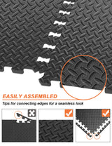 innhom 12 Tiles, 46 SQ. FT Gym Mat Exercise Mat Puzzle Foam Mats Gym Flooring Mat Interlocking Foam Mats with EVA Foam Floor Tiles for Gym Equipment innhom