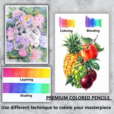 KALOUR Professional Colored Pencils,Set of 300 Colors,Artists Soft Core with Vibrant Color,Ideal for Drawing Sketching Shading,Coloring Pencils for KALOUR
