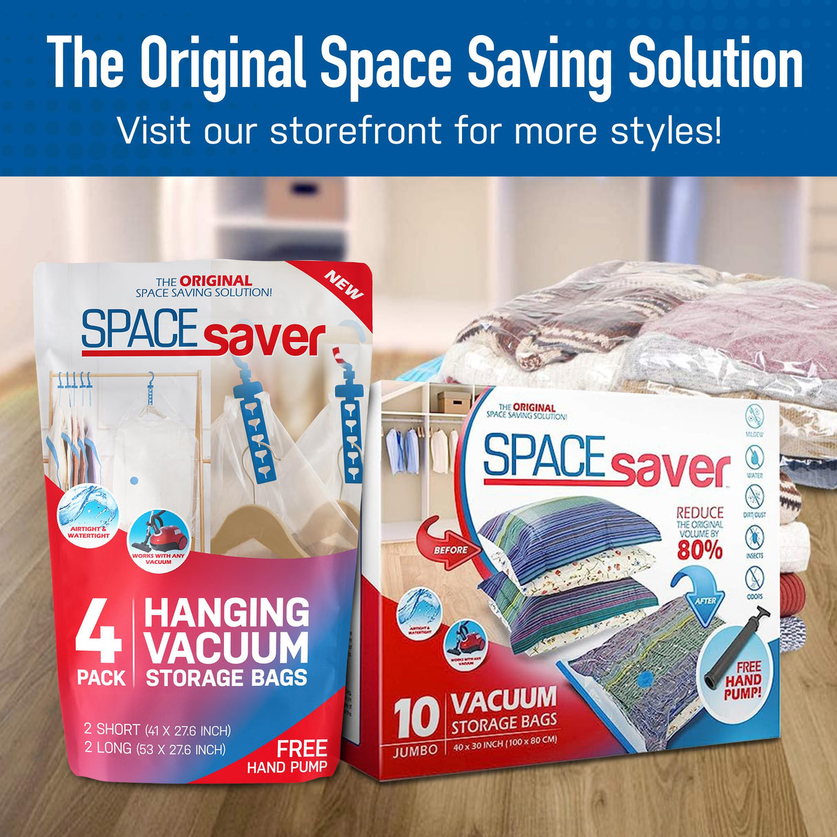 Variety 15 Pack Spacesaver Vacuum Bags Storage - Save 80% Clothes Storage Space - Vacuum Sealer Bags for Comforters, Blankets, Bedding, Clothing - Spacesaver